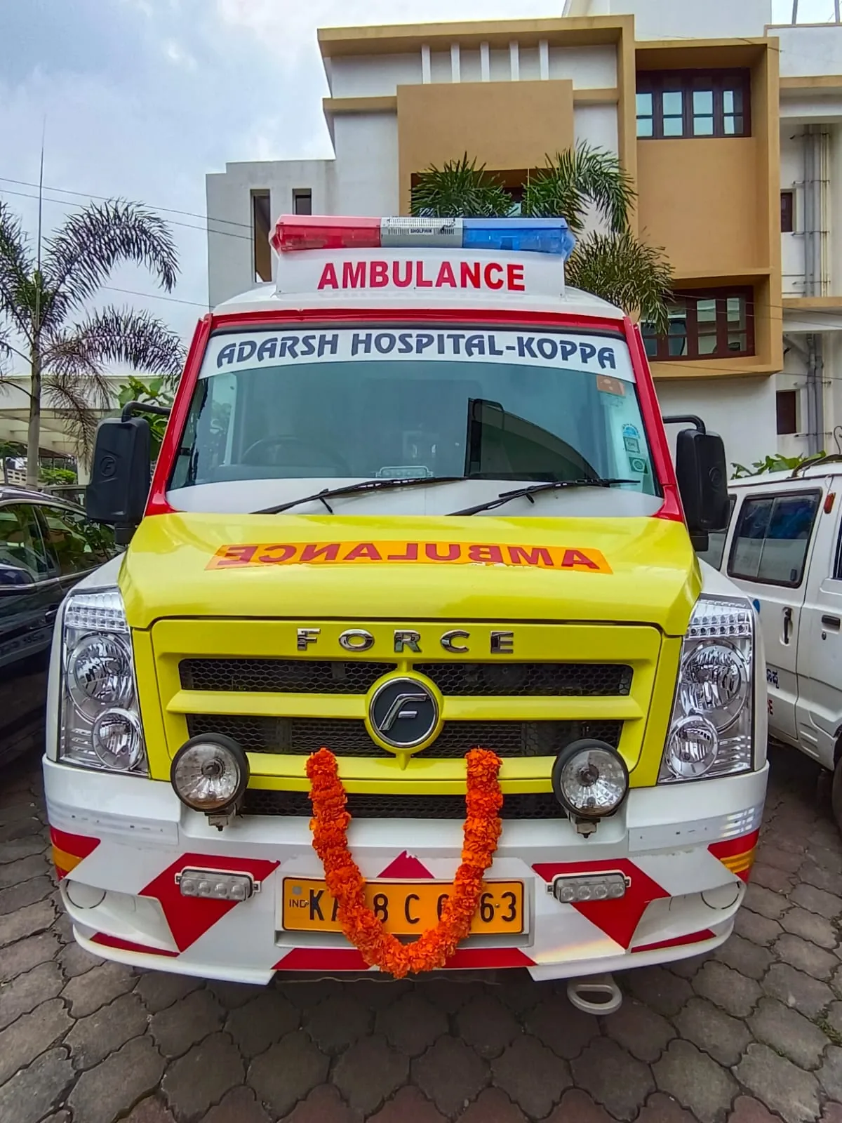 Adarsh Hospital Koppa - Adarsh Hospital Ambulance - Front View
